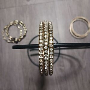 Gold Crystal Bangle Bracelets, Set of 3